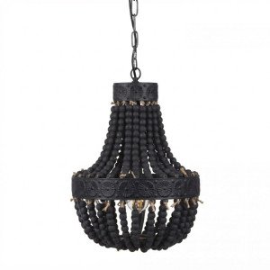 Innenbeleuchtung Perle Pendelleuchte Schwarz Holz und Metall