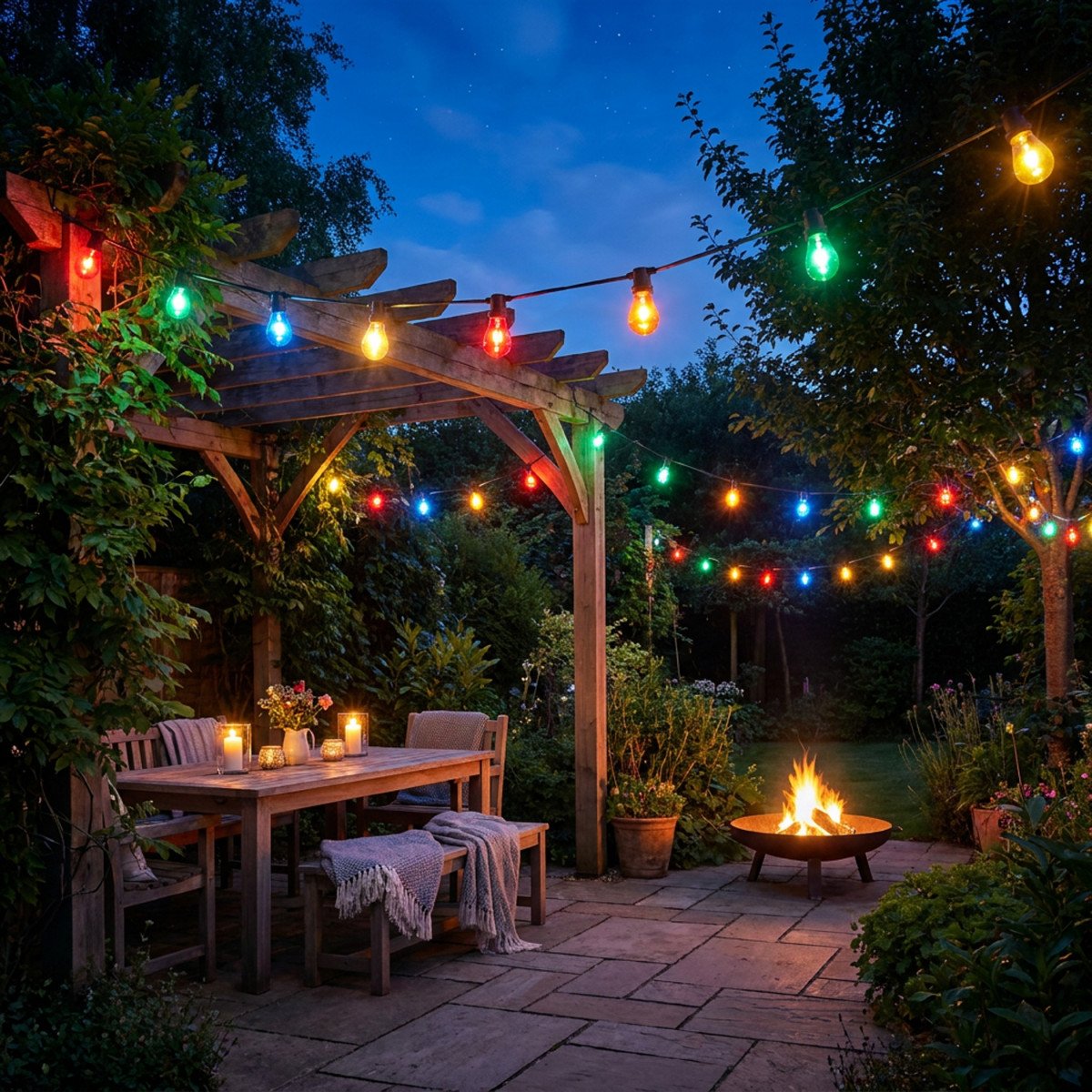 Patio 40 Innen- und Außen Lichterkette mit 48 Bunten LED's