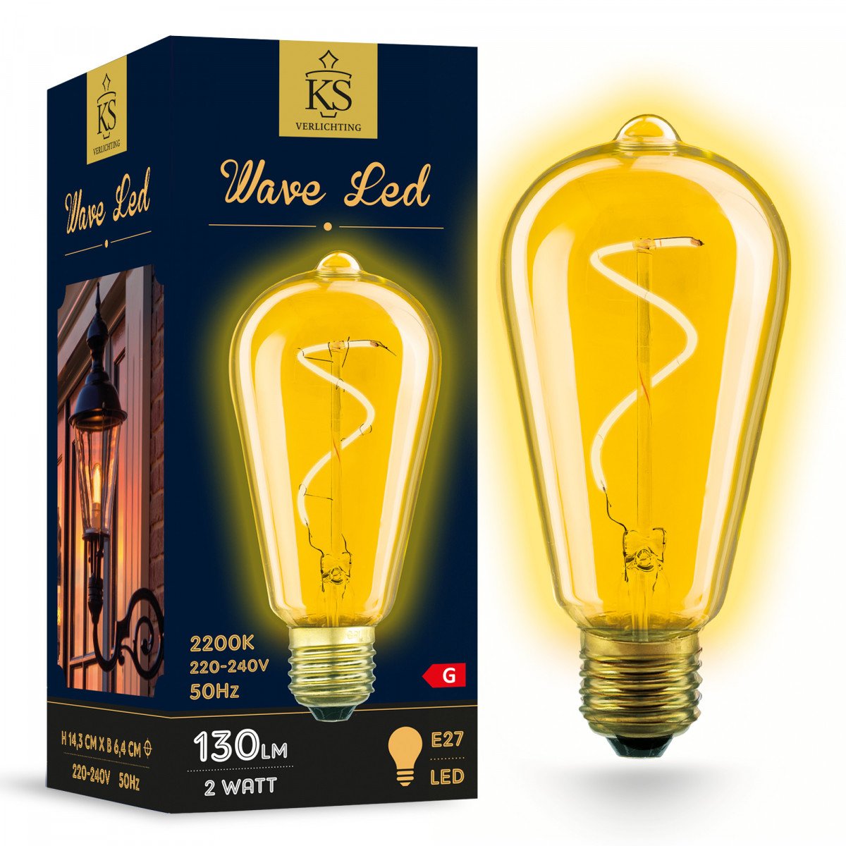 E27 LED-Lichtquelle Wave 2 Watt 2200 Kelvin