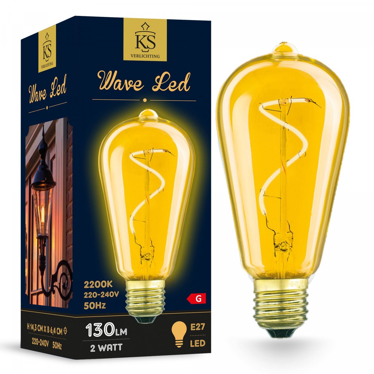 E27 LED-Lichtquelle Wave 2 Watt 2200 Kelvin
