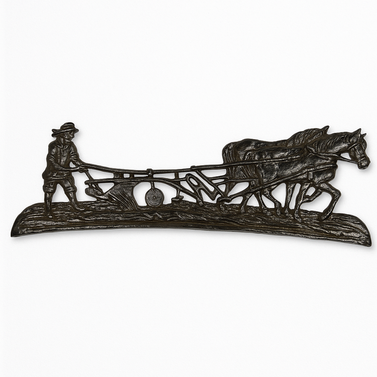 Wanddekoration pflügender Bauer large aluminium