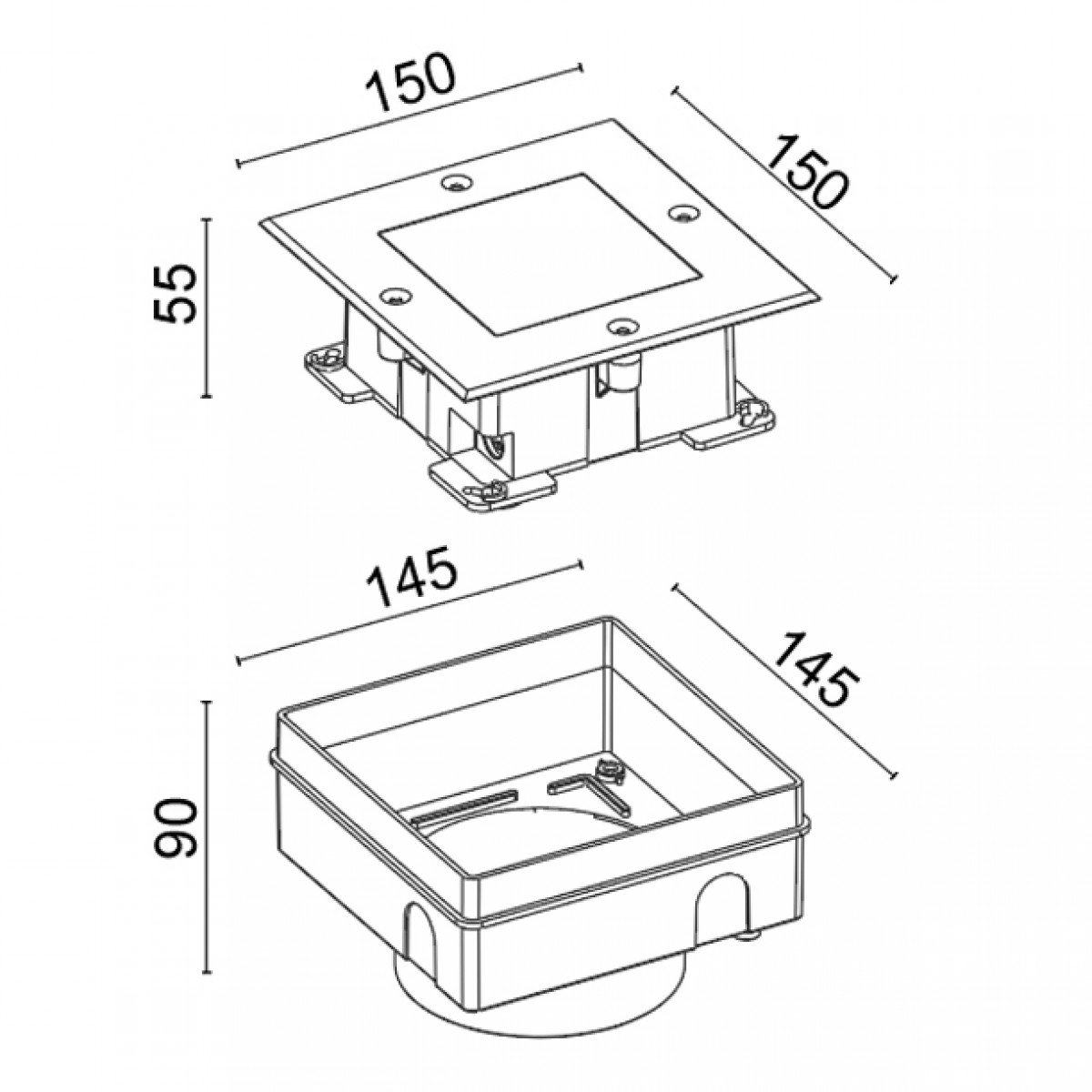 Pro Spot Quadrat Boden Einbau Leuchte
