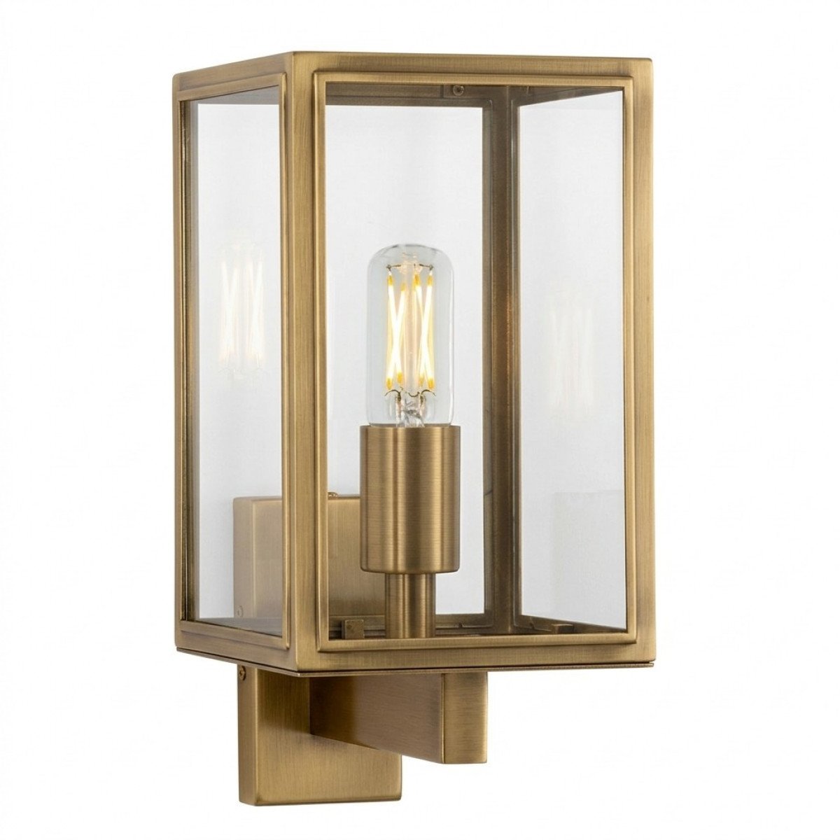 Moderne Außenleuchte in Messing mit klarer Verglasung, Wandbeleuchtung für den Außenbereich