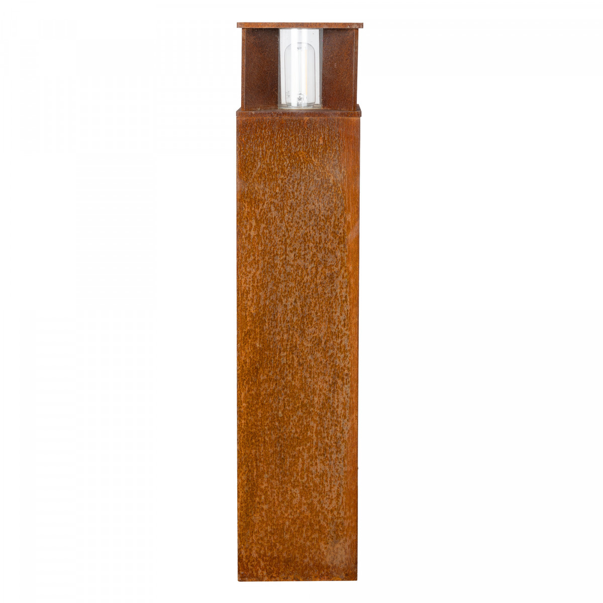 Robuste quadratische Gartenlampe aus Cortenstahl braun Cortenstahl Glasfenster Außenlampe.