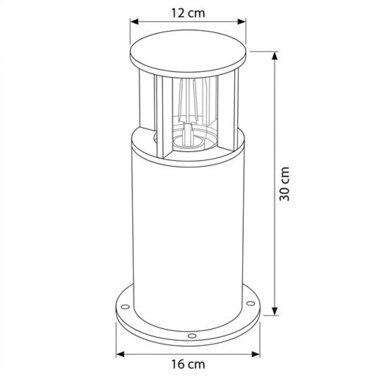 Eine braune robuste runde Gartenlampe Cortenstahl E27 Fassung