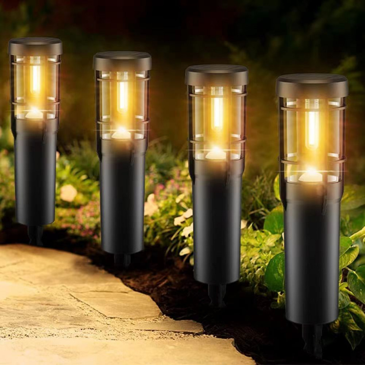 Fackel schwarz solar, Stimmungsbeleuchtung für draußen, LED solar Black Del Sol, Nostalux solar Außenlampe