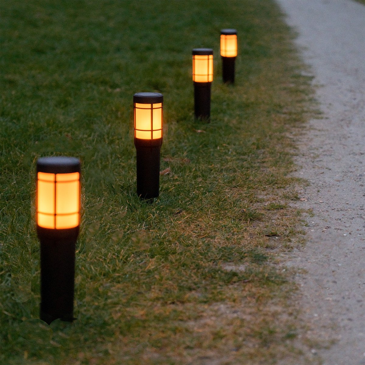 Fackel schwarz solar, Stimmungsbeleuchtung für draußen, LED solar Black Del Sol, Nostalux solar Außenlampe