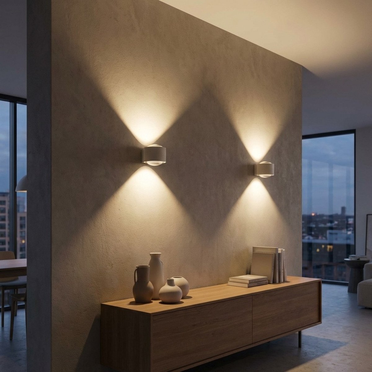 Champagne konvexes Glasfenster moderne Wandleuchte Up&Down