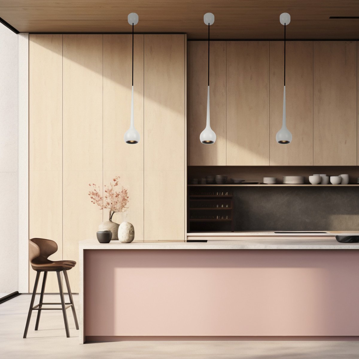 Weiße Pendelleuchte im Drop-Design Aluminium modern