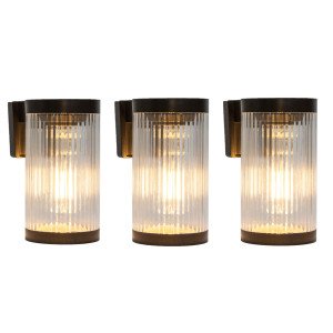 Set von 3 modernen solarbetriebenen Wandleuchten, rundes Modell