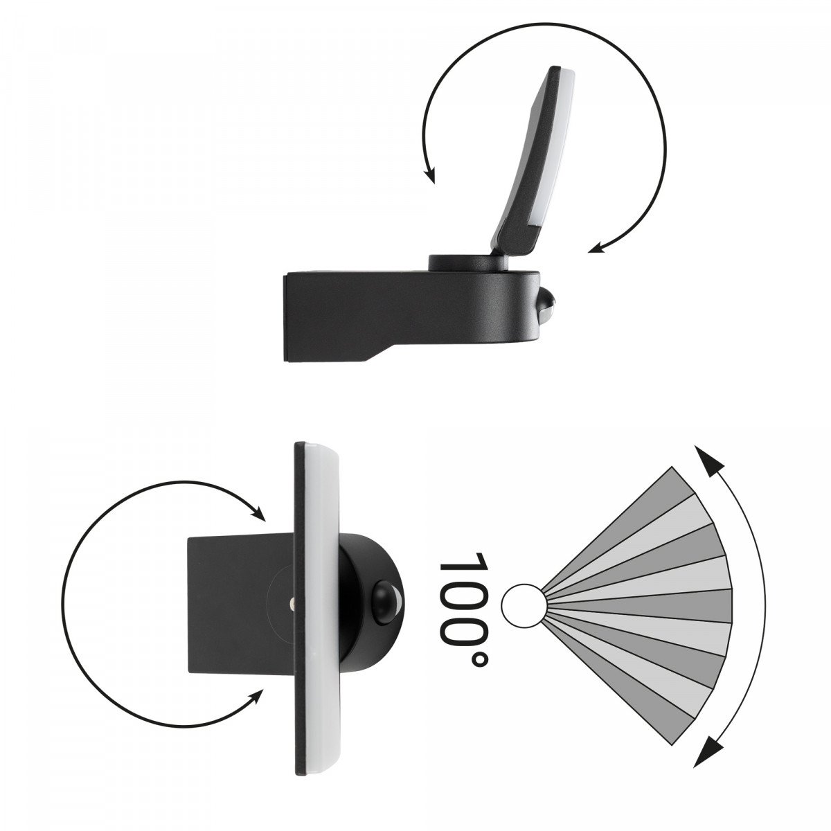 Außenlampe Ceva Wandleuchte mit Sensor schwarz Aluminium