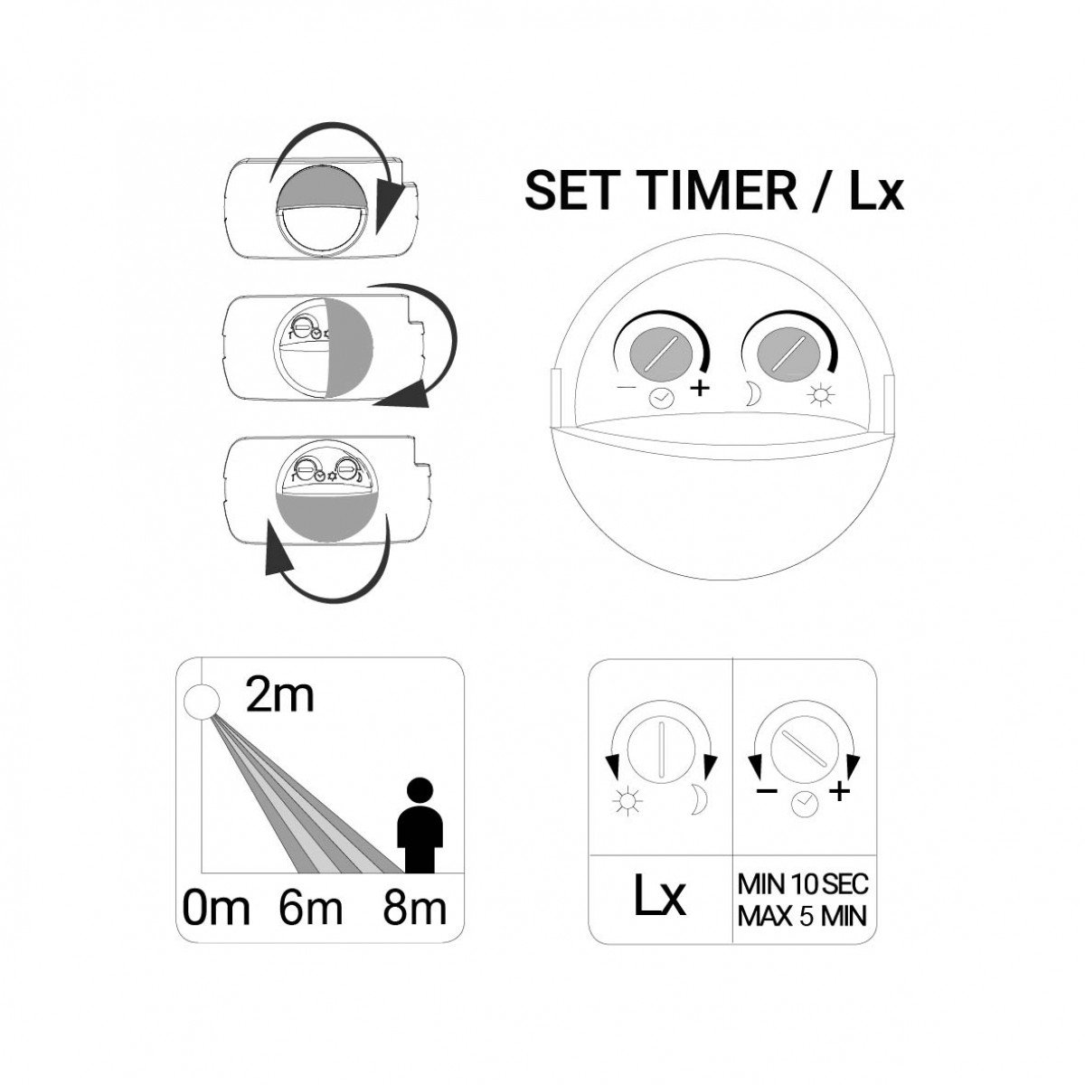 Außenleuchte Ian Bewegungssensor Wandleuchte Schwarz Aluminium Modern