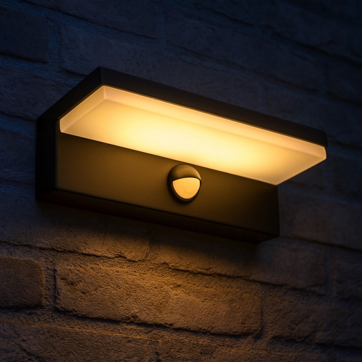 Außenleuchte Ian Bewegungssensor Wandleuchte Schwarz Aluminium Modern