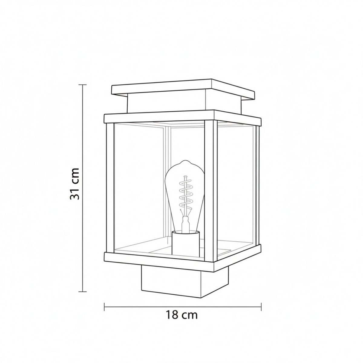Außenlampe Leicester Gartenlampe Schwarz Aluminium 30 cm
