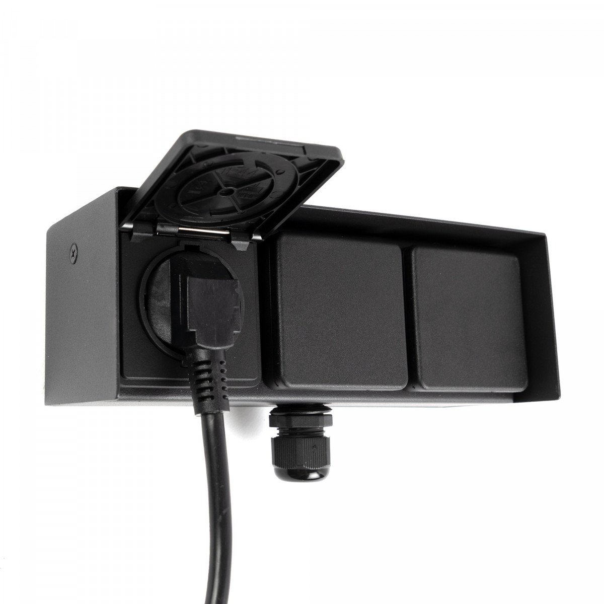 Außensteckdose 3 Wandsteckdose Schwarz Edelstahl Modern