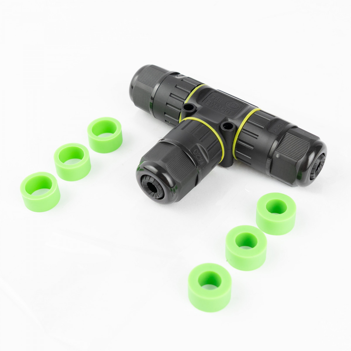 Wasserdichter, sicherer T-Abzweig-Kabelverbinder IP86 schwarz