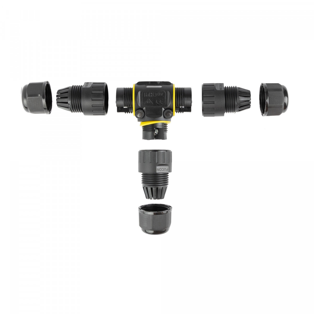 Wasserdichter, sicherer T-Abzweig-Kabelverbinder IP86 schwarz