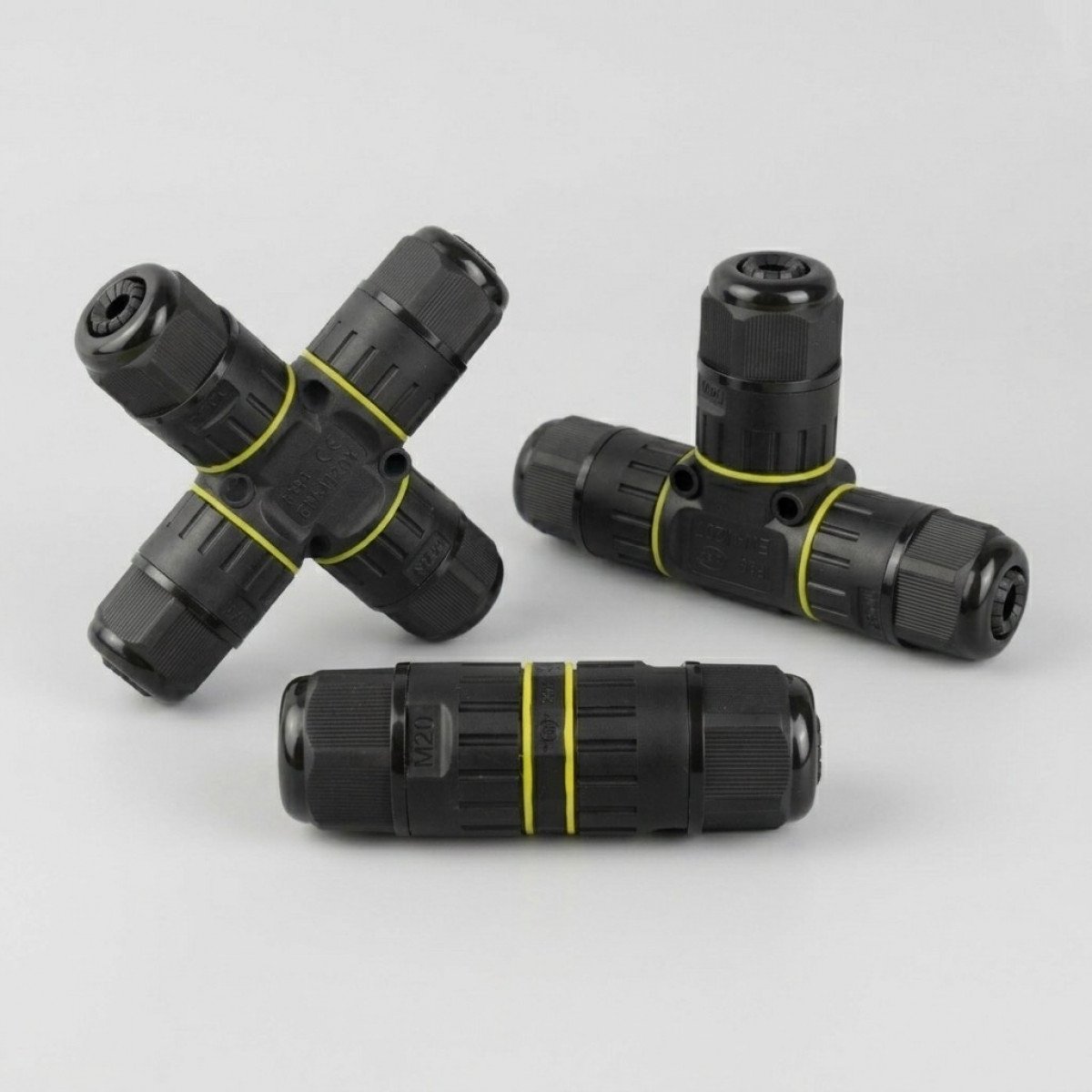 Wasserdichter, sicherer T-Abzweig-Kabelverbinder IP86 schwarz