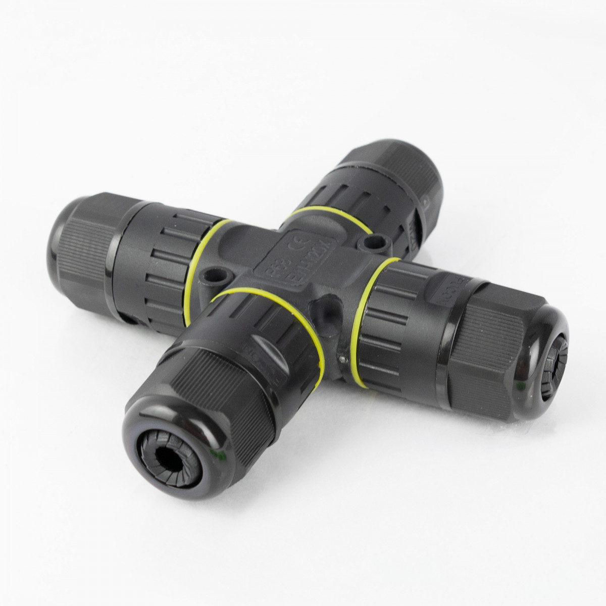 Wasserdichter, sicherer X-Abzweig-Kabelverbinder IP86 schwarz