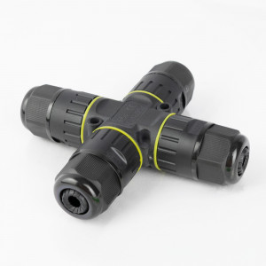 Wasserdichter, sicherer X-Abzweig-Kabelverbinder IP86 schwarz