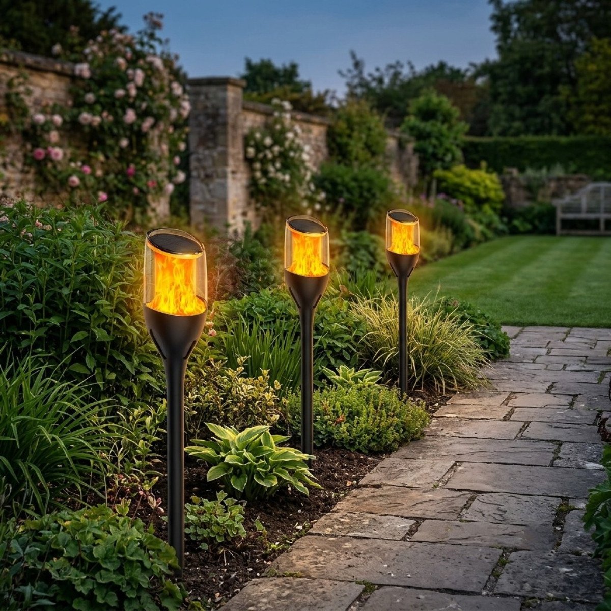 Außenleuchte Torch Solar Gartenleuchte Schwarz Modern