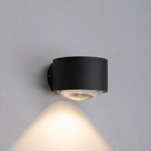 Schwarzes konvexes Glasfenster moderne Wandleuchte Downlighter