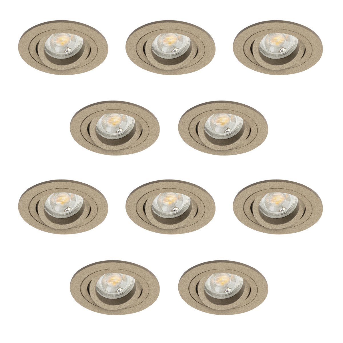 Set aus 10 Ausrichtbarer Einbaustrahler Lune Rund Champagner