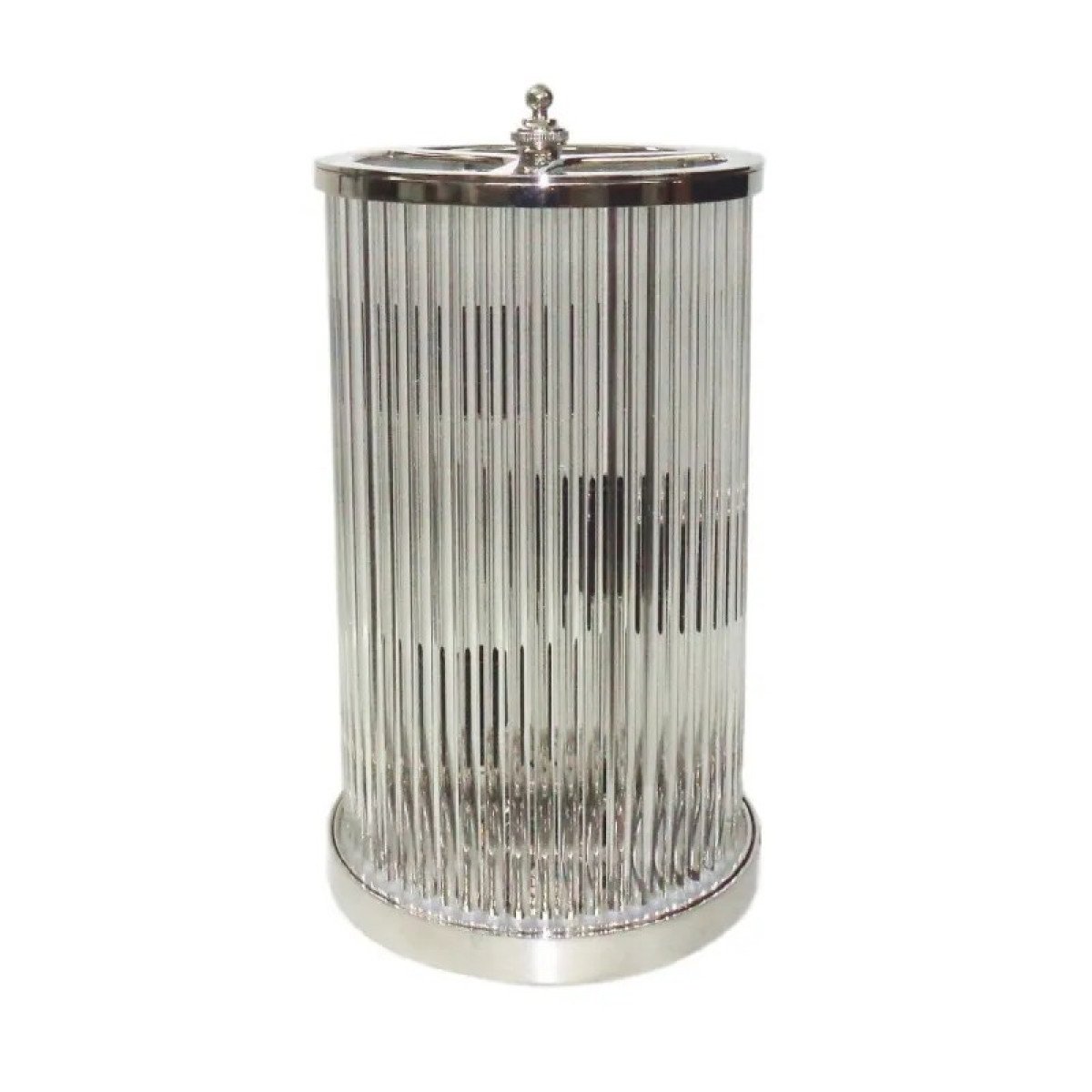 Messinglampe in Antik-Nickel mit E14-Fassung