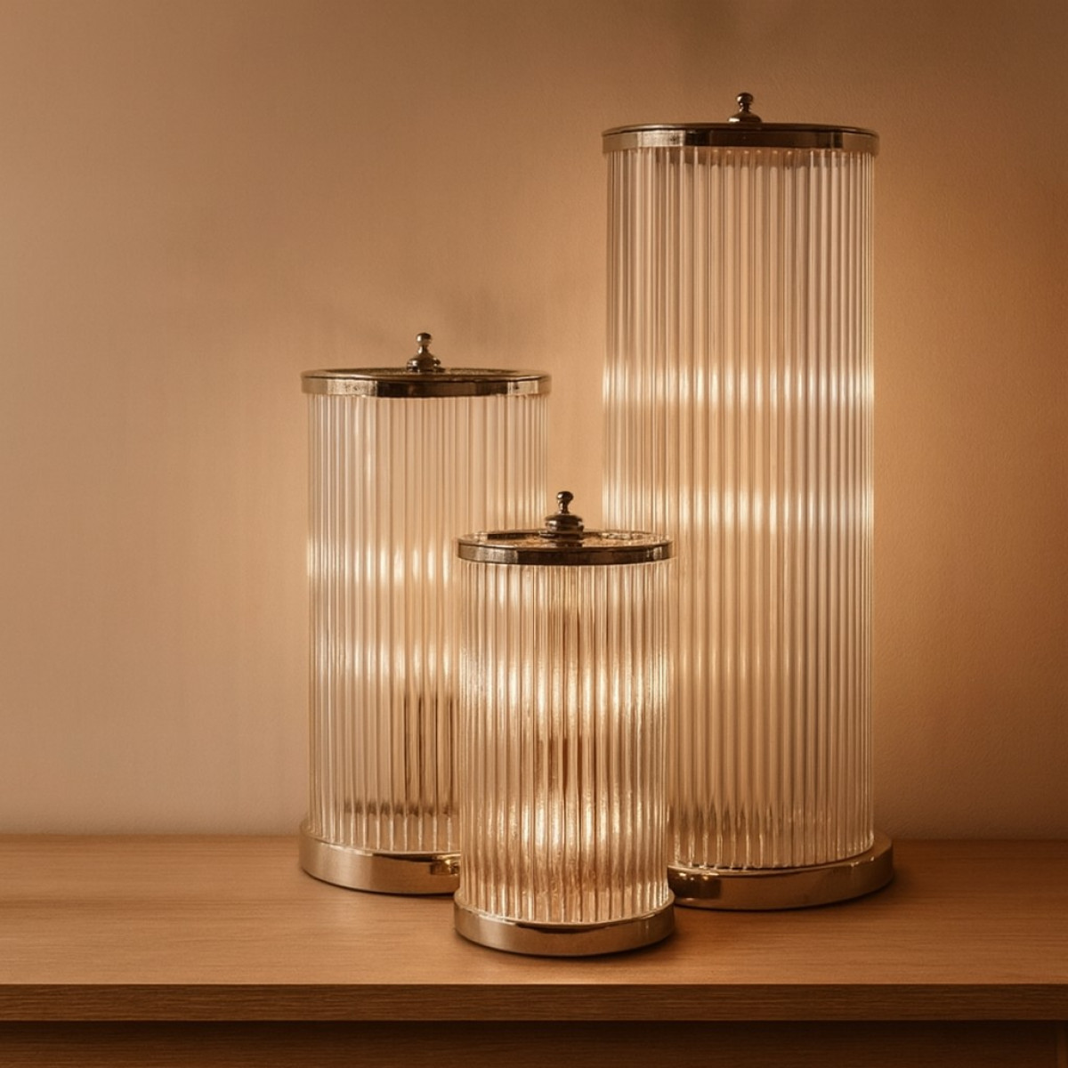 Messinglampe in Antik-Nickel mit GU10-Fassung