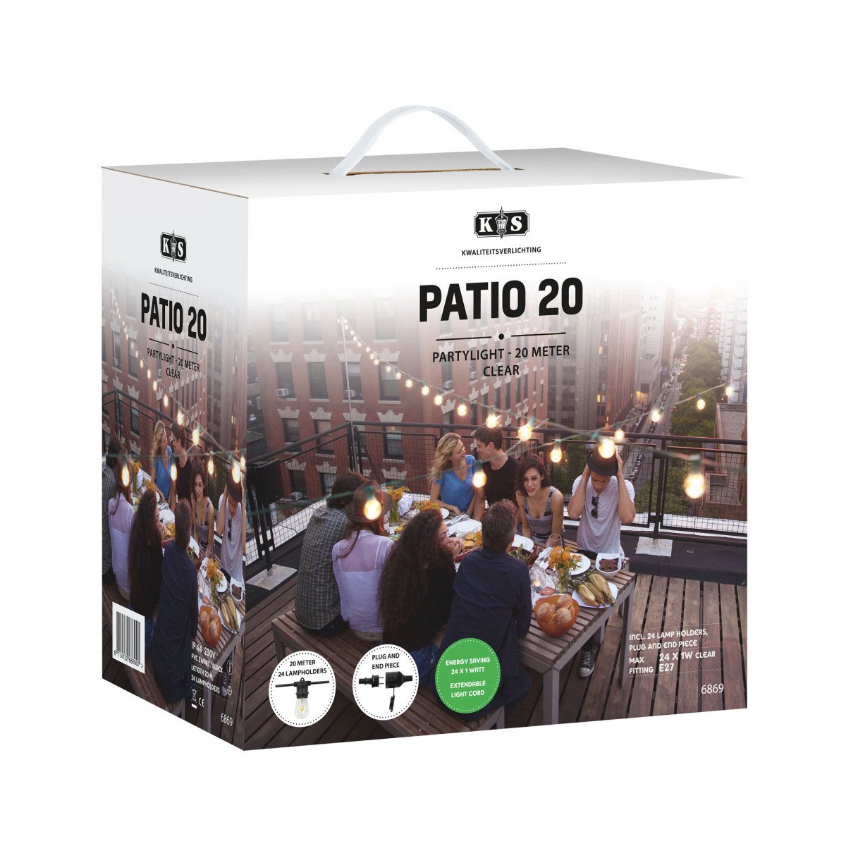 Patio 20 Innen- und Außen Lichterkette mit 24 warm-weißen LED's