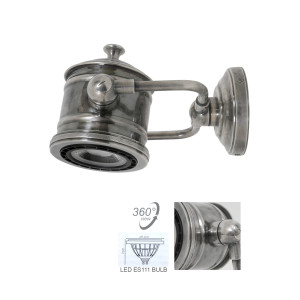 Innenbeleuchtung, Wandbeleuchtung, Deckenbeleuchtung, Strahler, Aufbaustrahler, verstellbare Beleuchtung, Malibu, silber