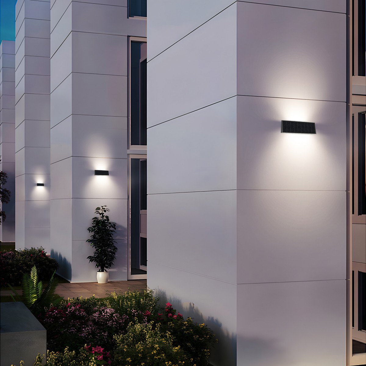 Moderne schwarze Up & Down Solar-Wandleuchte