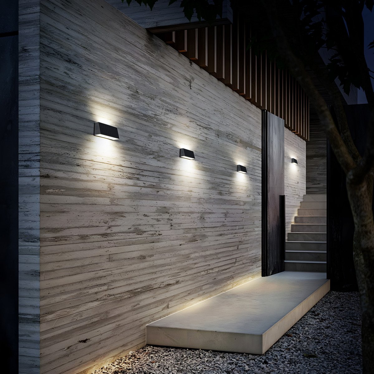 Moderne schwarze Up & Down Solar-Wandleuchte