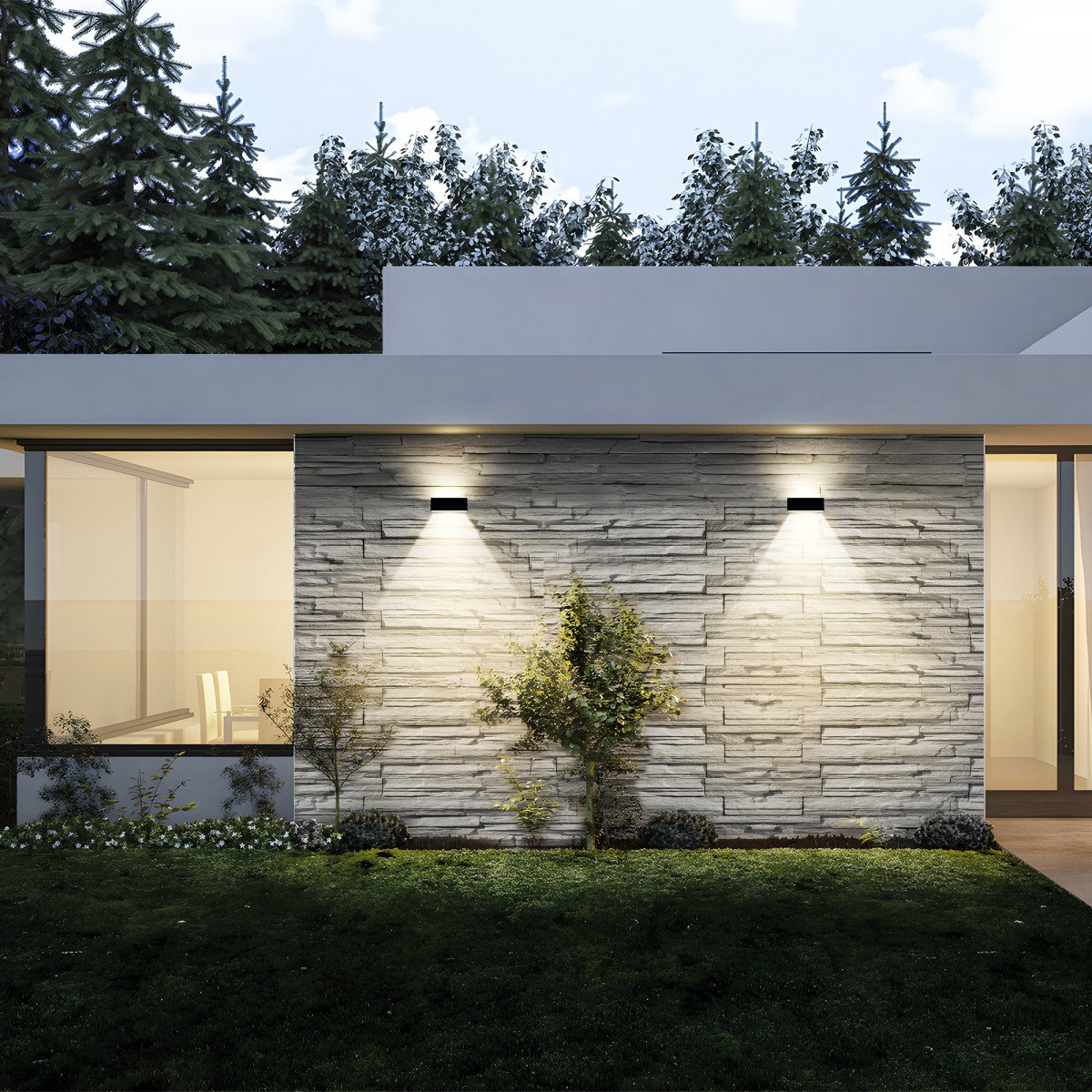 Moderne schwarze Up & Down Solar-Wandleuchte