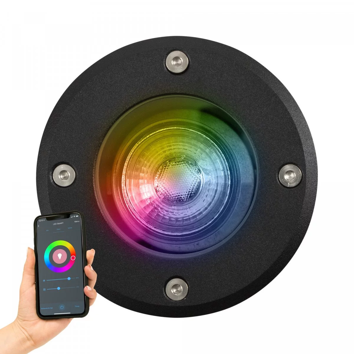 Bodenspot LED Ø11 Rund Schwarz set mit smart WIFI LED (6-Stück ...