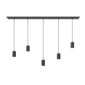 Hängeleuchte von Calex in rechteckiger Form mit fünf E27-Fassungen im Industriestil und in der Farbe Schwarz