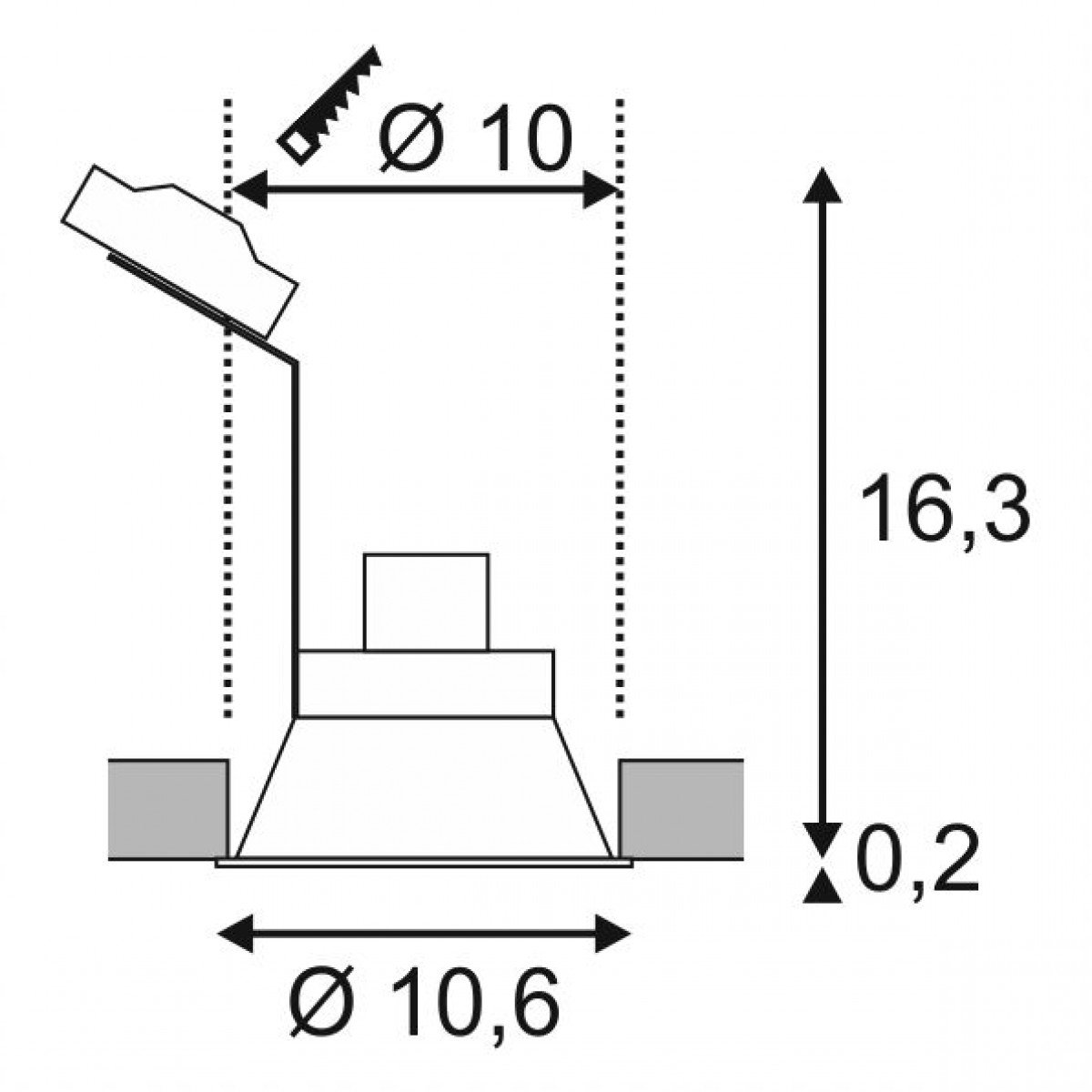 Deckeneinbauspot Horn