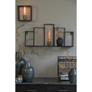 Wandleuchte Bally matt schwarz Metall rechteck 65×30 cm E27 Wandleuchte