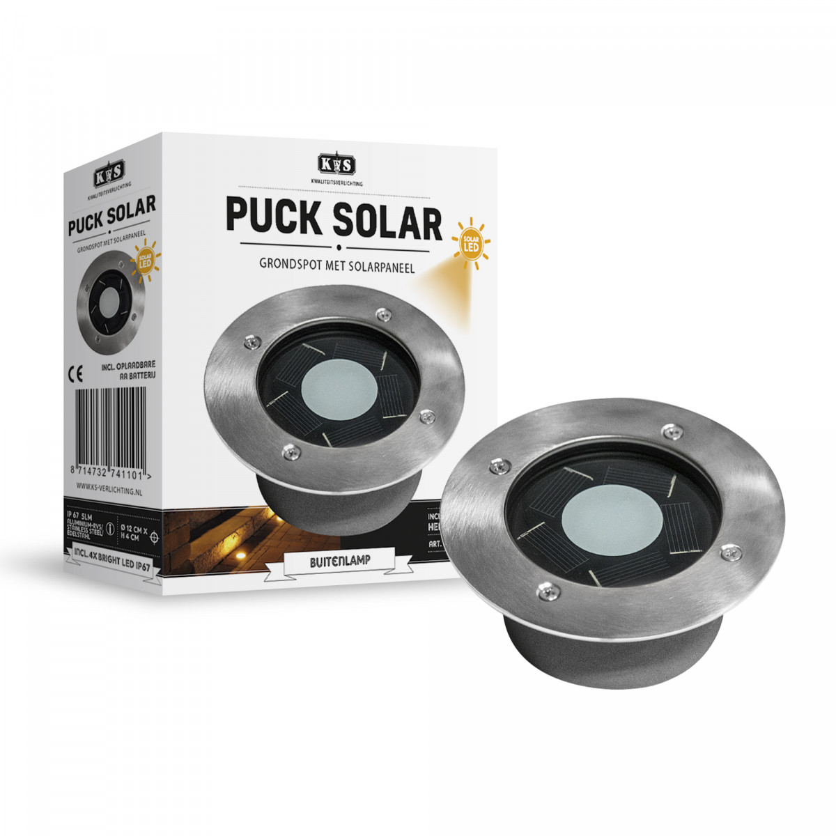 LED Solar Bodenspot rund Puck solar