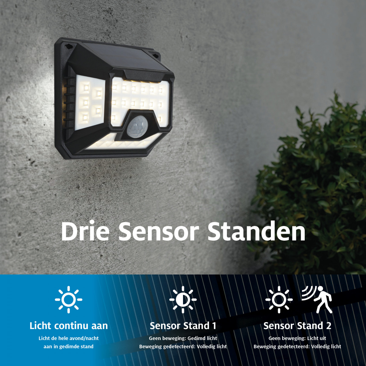 Wandleuchte LED Solar Sensor Solys S schwarz 