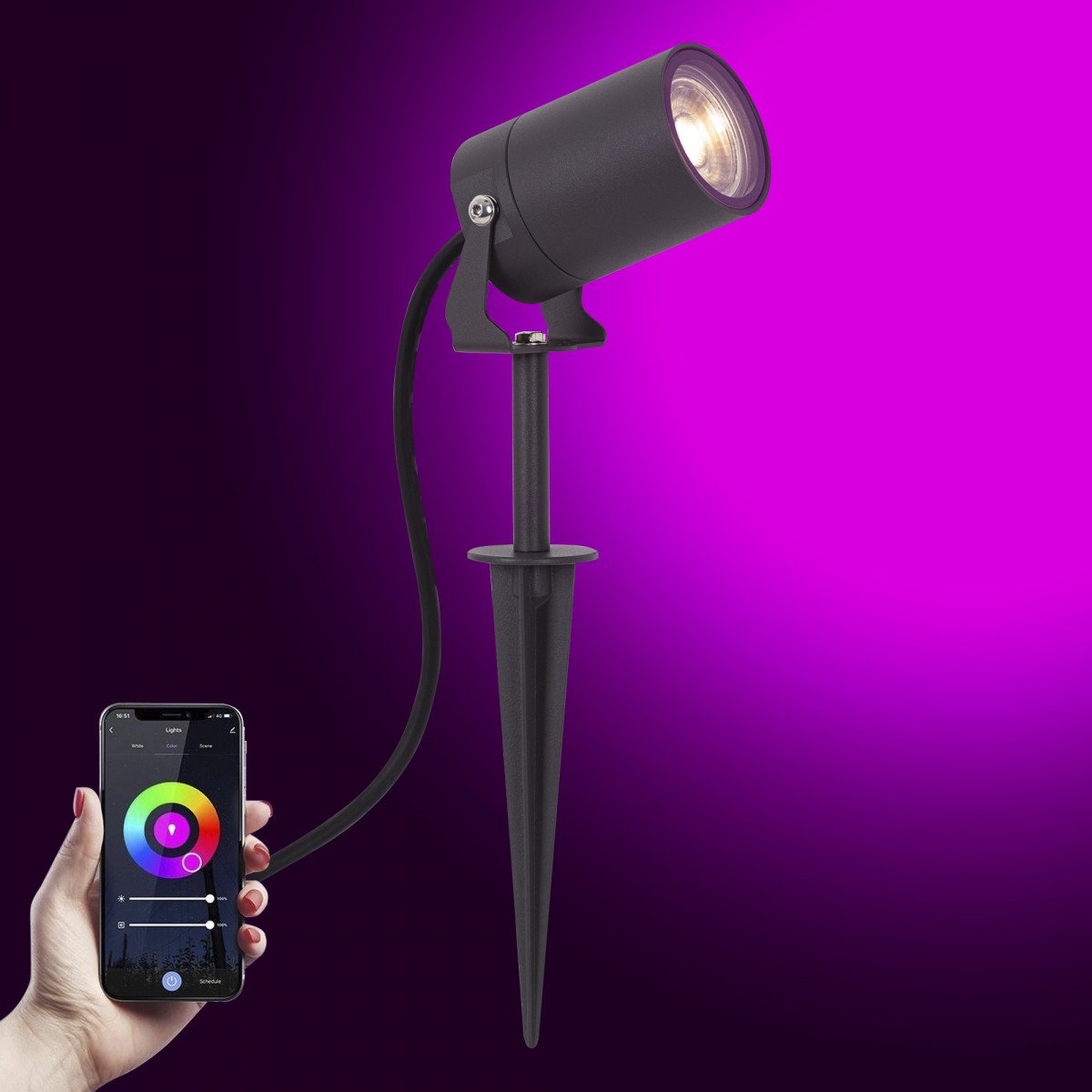 Multicolor Smart LED Gartenspot Stark Anthrazit