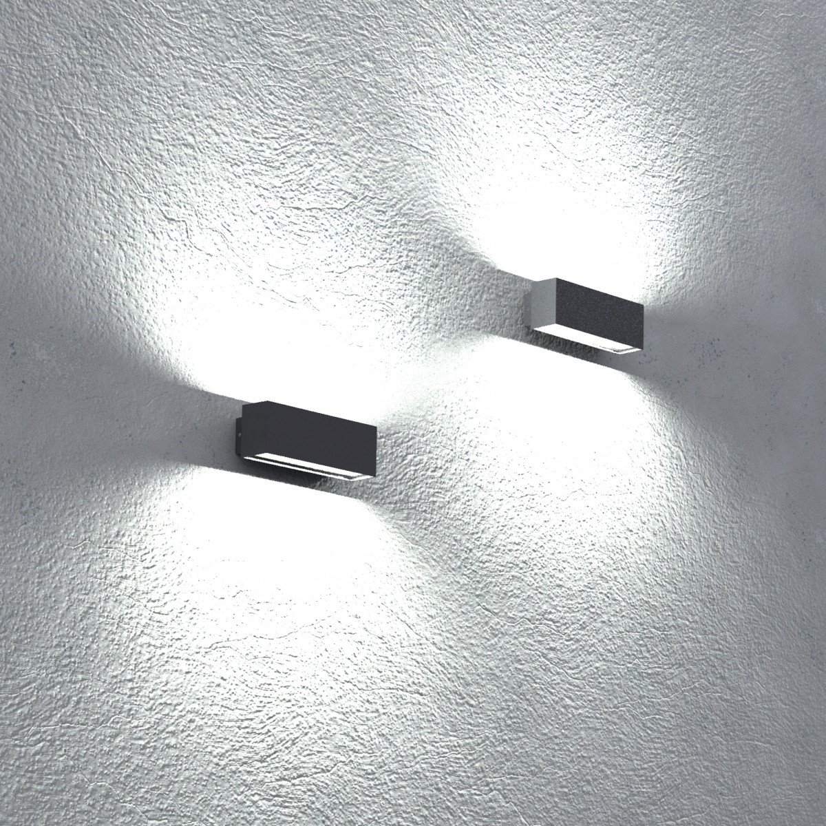 Rechteckige LED Außenwandleuchte - Segment M Up & Down Schwarz LED - Nostalux