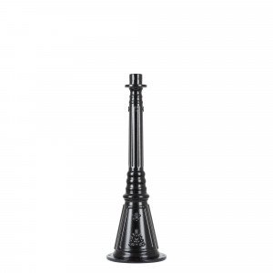 eleganter schwarzer Laternenpfahl mit runden Formen, geeignet für mehrere Laternenköpfe 