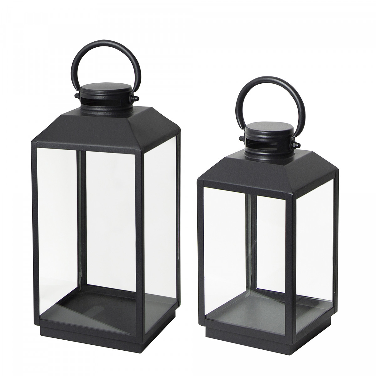 Stilvolles Windlicht Newport Schwarz - 1x S & 1x M Set