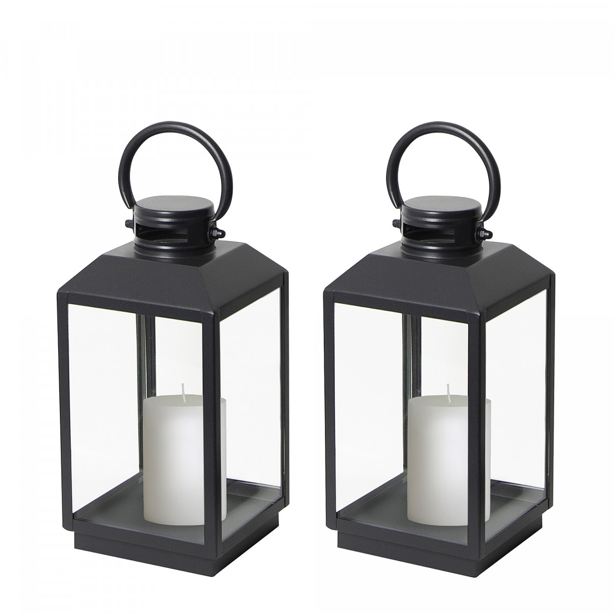 Stilvolles Windlicht Newport S Schwarz - 2x Set