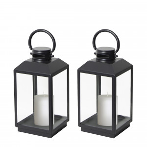 Stilvolles Windlicht Newport S Schwarz - 2x Set