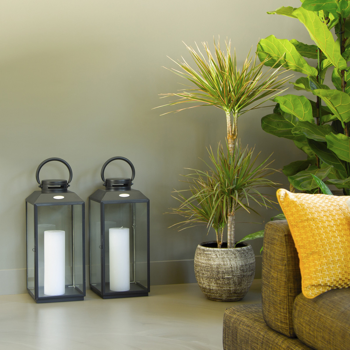Stilvolles Windlicht Newport L Schwarz - 2x Set