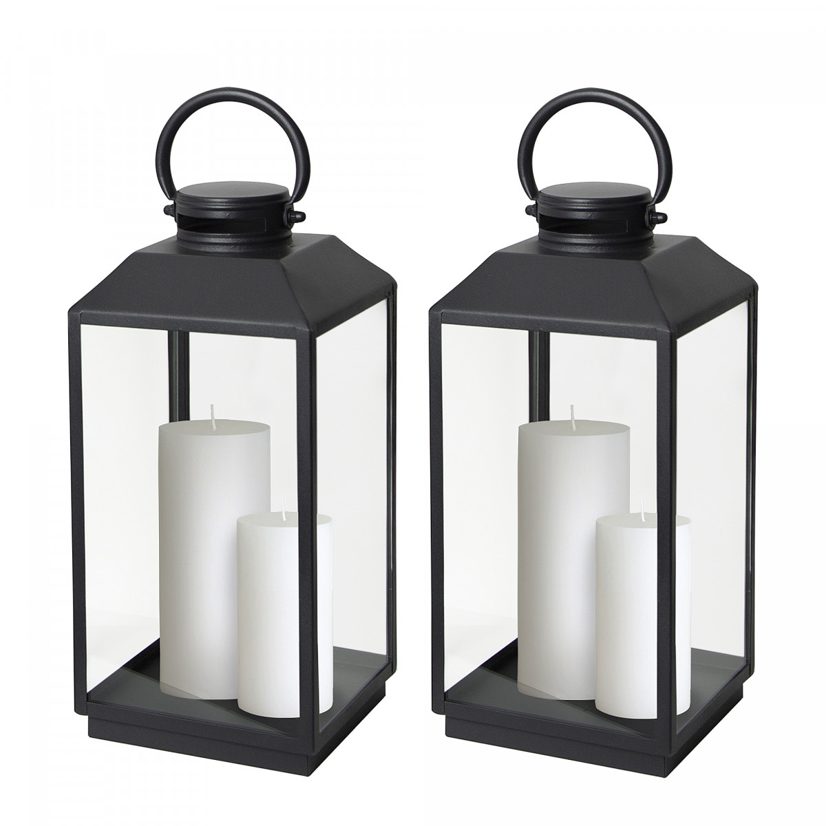 Stilvolles Windlicht Newport M Schwarz - 2x Set