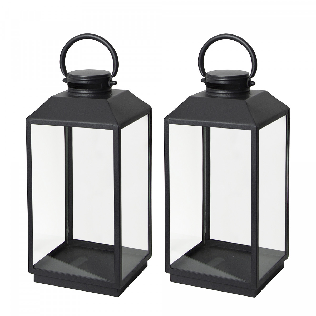 Stilvolles Windlicht Newport M Schwarz - 2x Set
