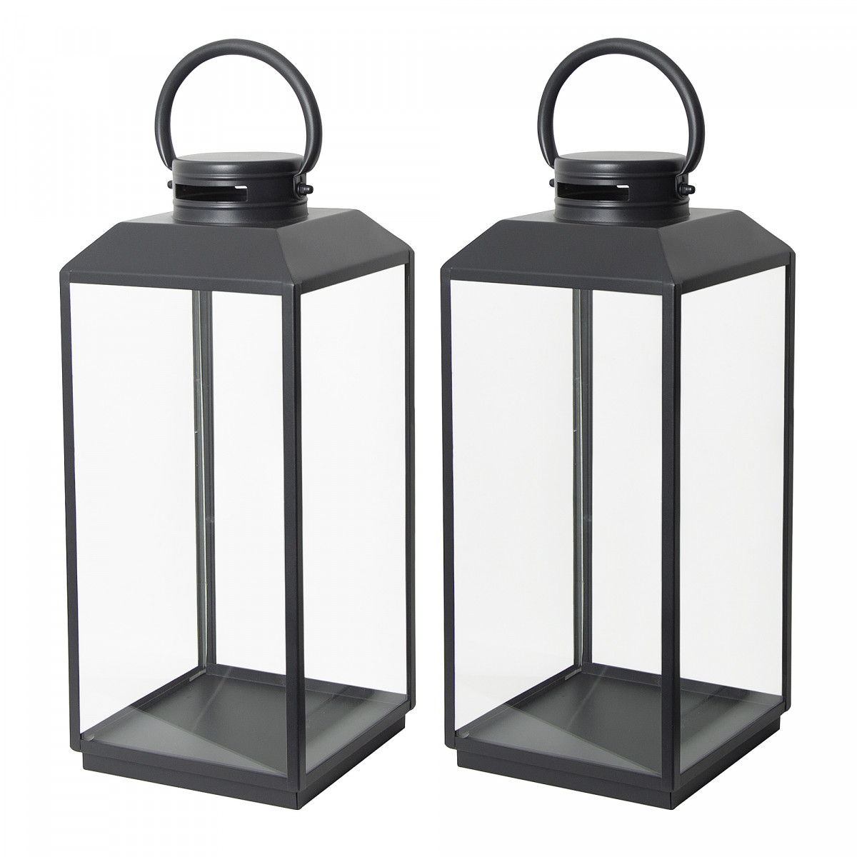 Stilvolles Windlicht Newport L Schwarz - 2x Set